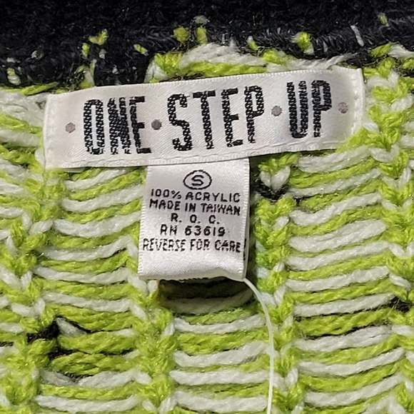 Rare New Vintage One Step Up Geometric Sweater~Cardigan~Unisex~Small~80's - Picture 3 of 10